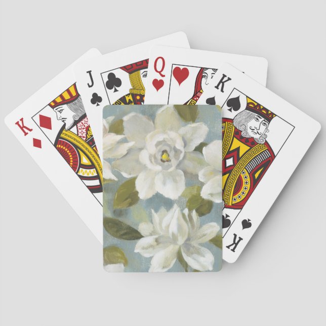 Gardenias on Slate Blue Playing Cards (Back)