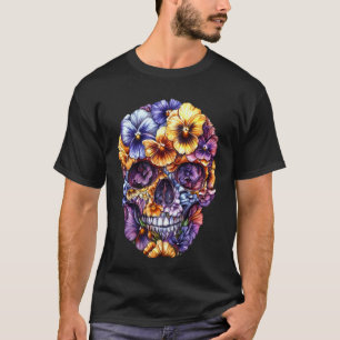 Gardening 4\Pansies Skeleton Skull Pansy Flower Na T-Shirt