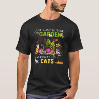 Gardening And Hangout With Cats Vegetable Gardener T-Shirt
