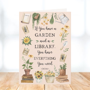 Gardening and Library Quote Sunflower and Herbs Card