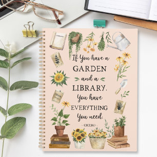 Gardening and Library Quote Sunflower and Herbs Planner