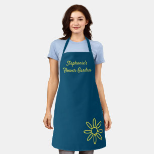 Gardening apron, pretty, blue, simple, custom apron