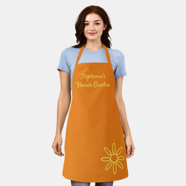 Gardening apron, pretty, orange, simple, custom ap apron (Worn)