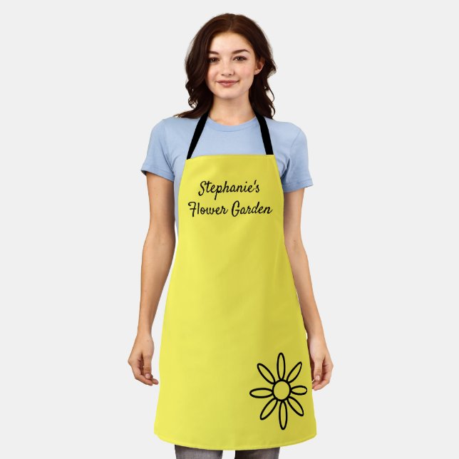 Gardening apron, pretty, yellow, simple, custom apron (Worn)