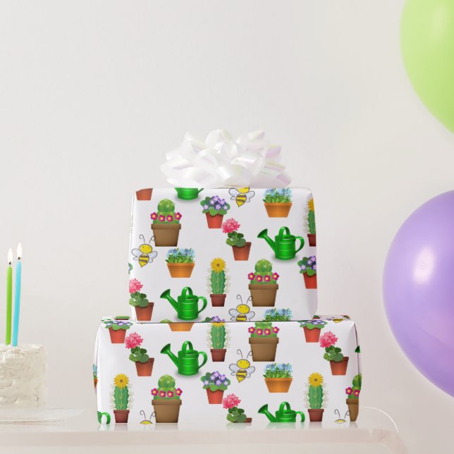 Gardening Cactus Succulent and Potted Plants  Wrapping Paper (Party Gifts)