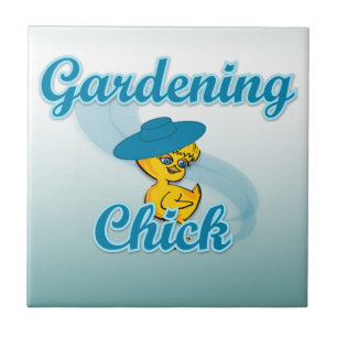 Gardening Chick #3 Ceramic Tile