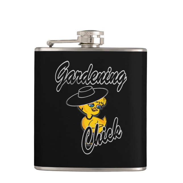 Gardening Chick #4 Hip Flask (Front)