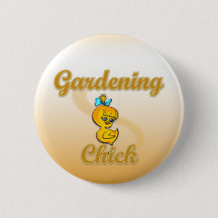 Gardening Chick 6 Cm Round Badge
