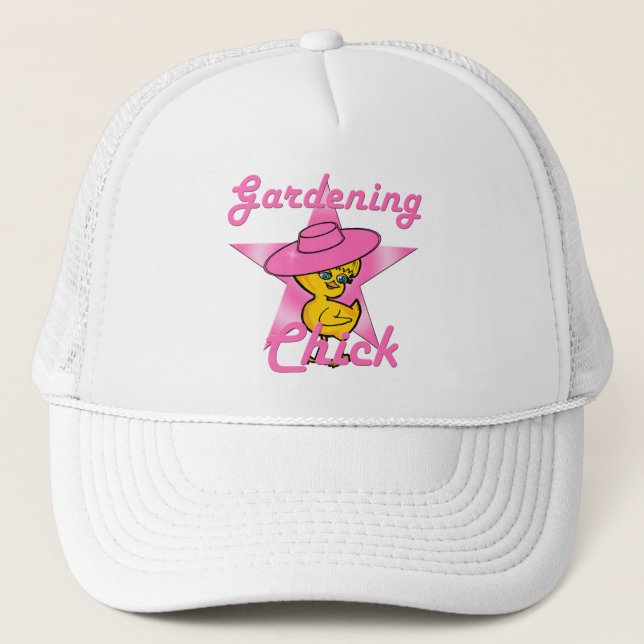 Gardening Chick #8 Trucker Hat (Front)
