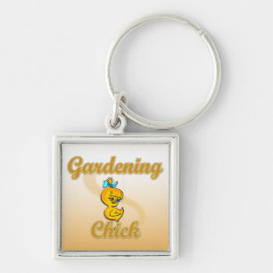 Gardening Chick Key Ring