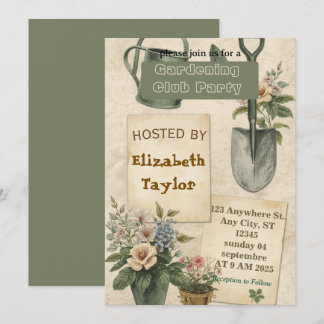 Gardening Club Party Invitation – Flowers, Plants
