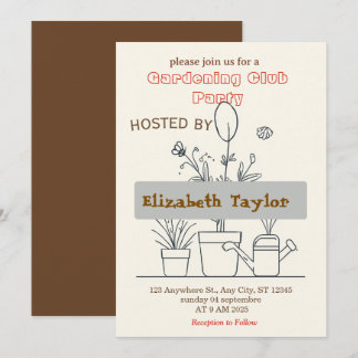 Gardening Club Party Invitation – Flowers, Plants