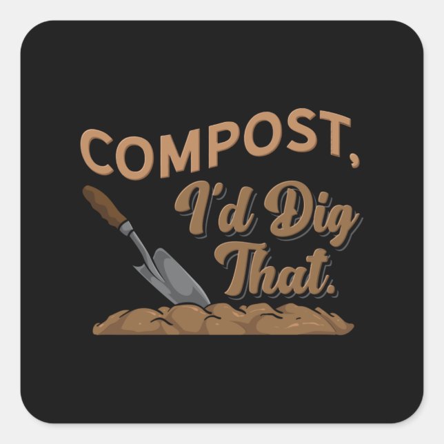 Gardening Compost Square Sticker (Front)