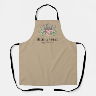 Gardening Crown Boho Chic Watercolor Tools Flowers Apron