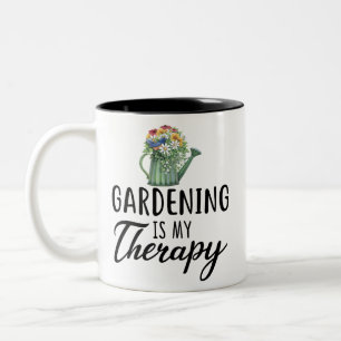 Gardening Gift, Gardening Is My Therapy ,Gardening Two-Tone Coffee Mug