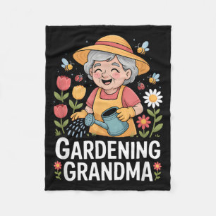 Gardening Grandma Cute Nana Garden Flowers Fleece Blanket