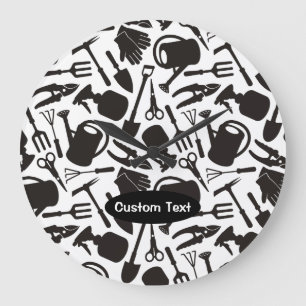 Gardening Icons Silhouettes Large Clock