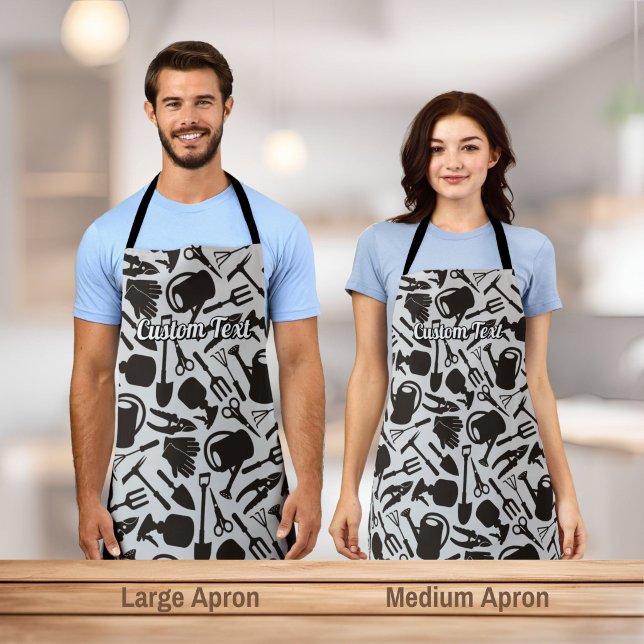 Gardening Icons Silhouettes Pattern Apron (Creator Uploaded)