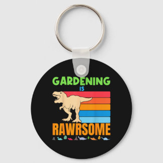 Gardening Is Awesome Gardener Dinosaur Gift Boys Key Ring