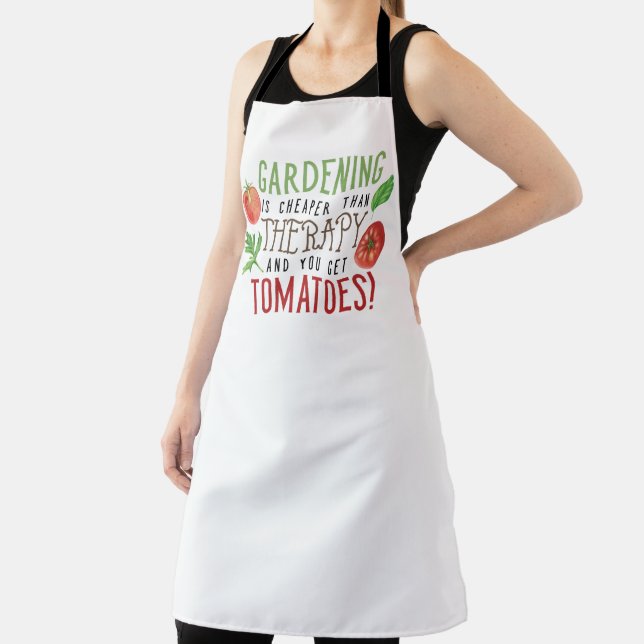 Gardening is better than therapy typography apron (Insitu)