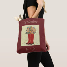 "Gardening Is Life" Red Tote Bag