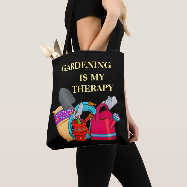 Gardening is my therapy gardening tools tote bag (Close Up)