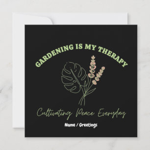 Gardening Is My Therapy Minimalist Botanical Art Invitation