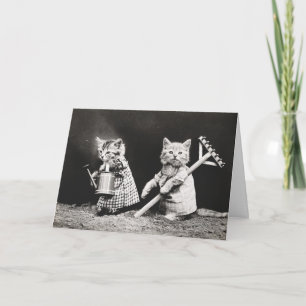 Gardening Kitties   Kitty with Rake Card