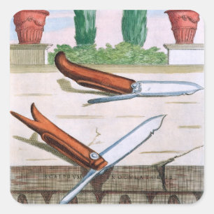 Gardening Knife, from 'Hesperides' by Giovanni Bat Square Sticker