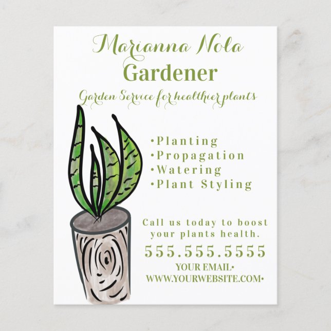 Gardening Landscaping Gardener Plants Business Flyer (Front)
