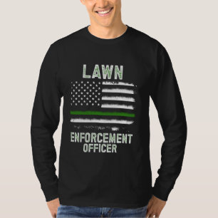 Gardening Lawn Mower American Flag Lawn Enforcemen T-Shirt