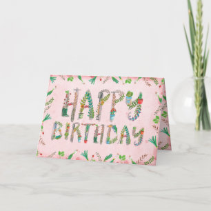 Gardening lettering Farm Field spring birthday Card