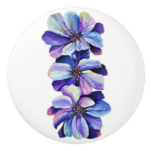 Gardening Lover Delphinium Flowers Ceramic Knob
