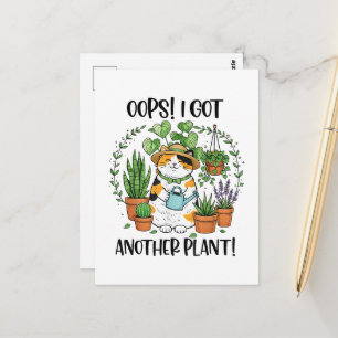 Gardening Planting Cat Oops I Got Another Plant Postcard
