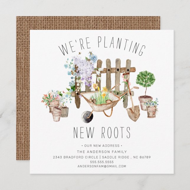 Gardening Planting New Roots Moving Announcement (Front/Back)