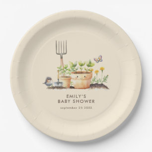 Gardening Plants Little Sprout Baby Shower  Paper Plate