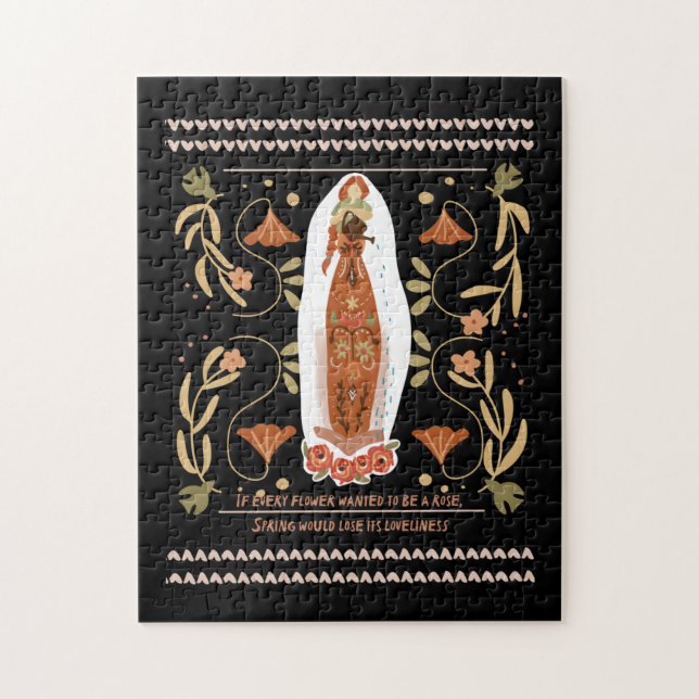 Gardening Quote Floral Folk Art Jigsaw Puzzle (Vertical)