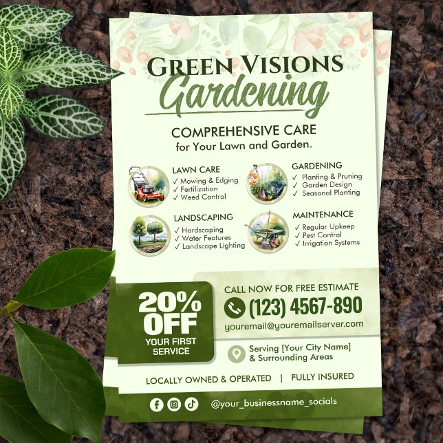 Gardening Services Flyer - watercolor art (Creator Uploaded)