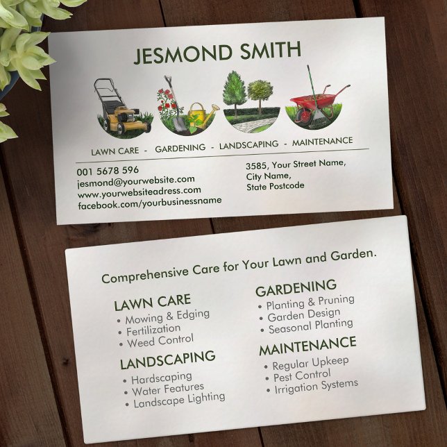 Gardening Services - Hand drawn Illustration Business Card (Creator Uploaded)