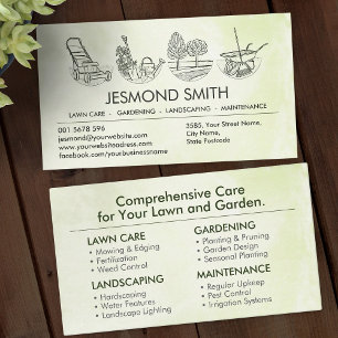 Gardening Services - Hand drawn Line Illustration Business Card
