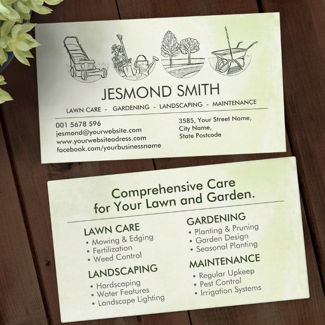 Gardening Services - Hand drawn Line Illustration Business Card (Creator Uploaded)