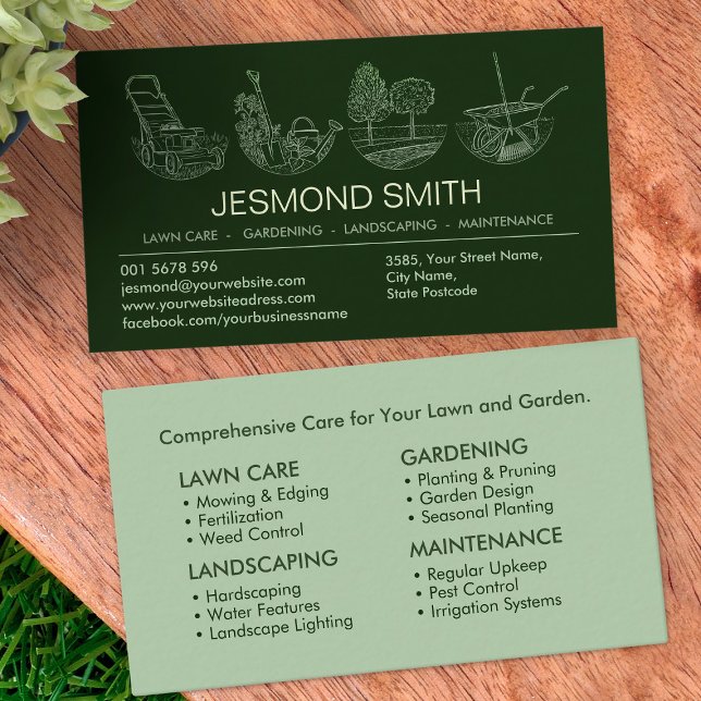 Gardening Services - Line Art Illustration Business Card (Creator Uploaded)
