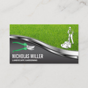 Gardening Shears Gardener Mowing Lawn Business Card
