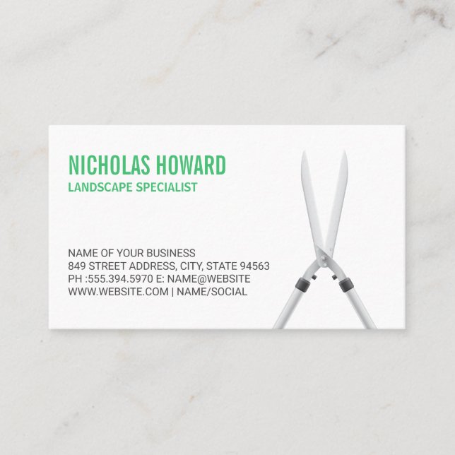 Gardening Shears | Landscape Tools Business Card (Front)