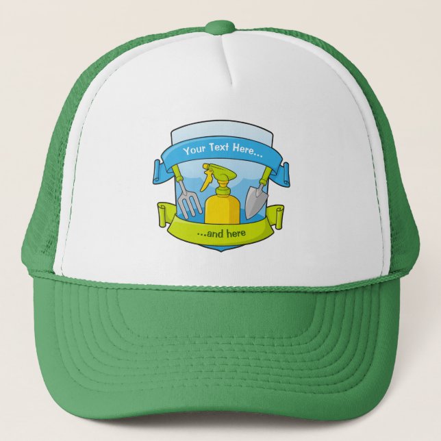 Gardening Shield with Banners Trucker Hat (Front)