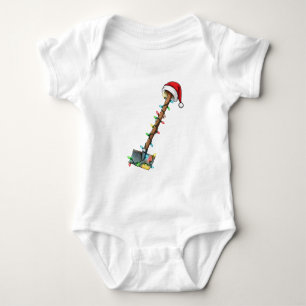 Gardening Shovel Wrapped in Christmas Lights Baby Bodysuit