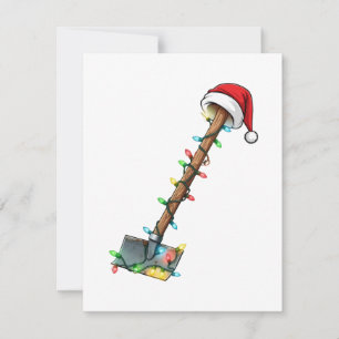 Gardening Shovel Wrapped in Christmas Lights Card