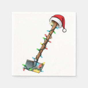 Gardening Shovel Wrapped in Christmas Lights  Napkin