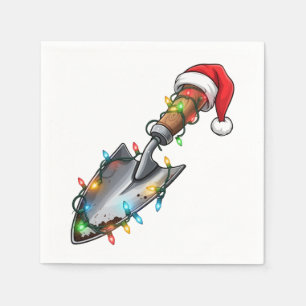 Gardening Shovel Wrapped in Christmas Lights   Napkin