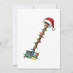Gardening Shovel Wrapped in Christmas Lights Thank You Card